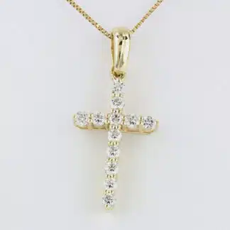 14K Yellow Gold Diamond Cross Pendant Religious Christian Faith Jewelry Gift