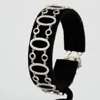 14K Two Tone Gold Diamond Oval Link Bracelet 7.25" Pavé Elegant Gift Anniversary