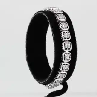 14K White Gold Diamond Cluster Tennis Bracelet 6.75” Elegant Luxury Women’s Gift