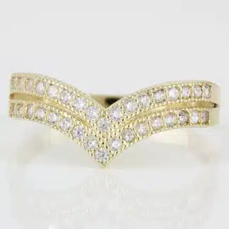 10K Yellow Gold CZ Cubic Zirconia Double Chevron Ring Gift
