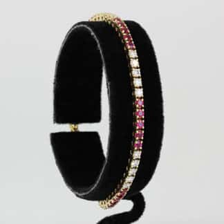18K Yellow Gold 7" Diamond Lab-Created Ruby Tennis Bracelet Anniversary Gift