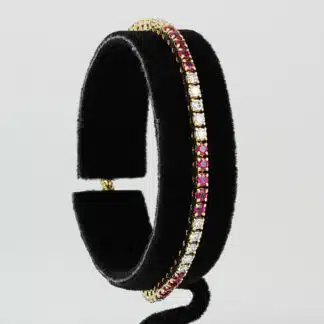 18K Yellow Gold 7" Diamond Lab-Created Ruby Tennis Bracelet Anniversary Gift