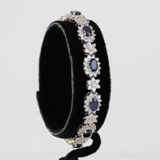 18K White Gold Lab-Created Sapphire Diamond Halo Tennis Bracelet Luxury Gift