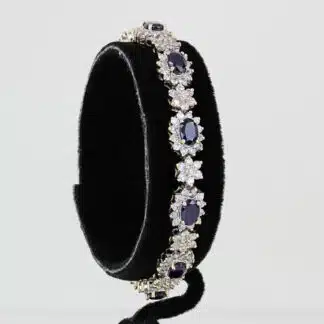 18K White Gold Lab-Created Sapphire Diamond Halo Tennis Bracelet Luxury Gift