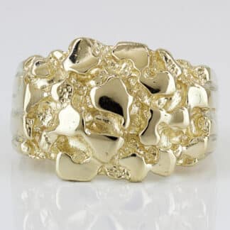 10k Yellow Gold Large Wide Chunky Nugget Style Ring by Nareg Jewelry