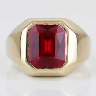 Vintage 10k Yellow Gold 7.5 Carat Lab Ruby Men's Ring