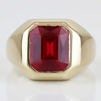 Vintage 10k Yellow Gold 7.5 Carat Lab Ruby Men's Ring
